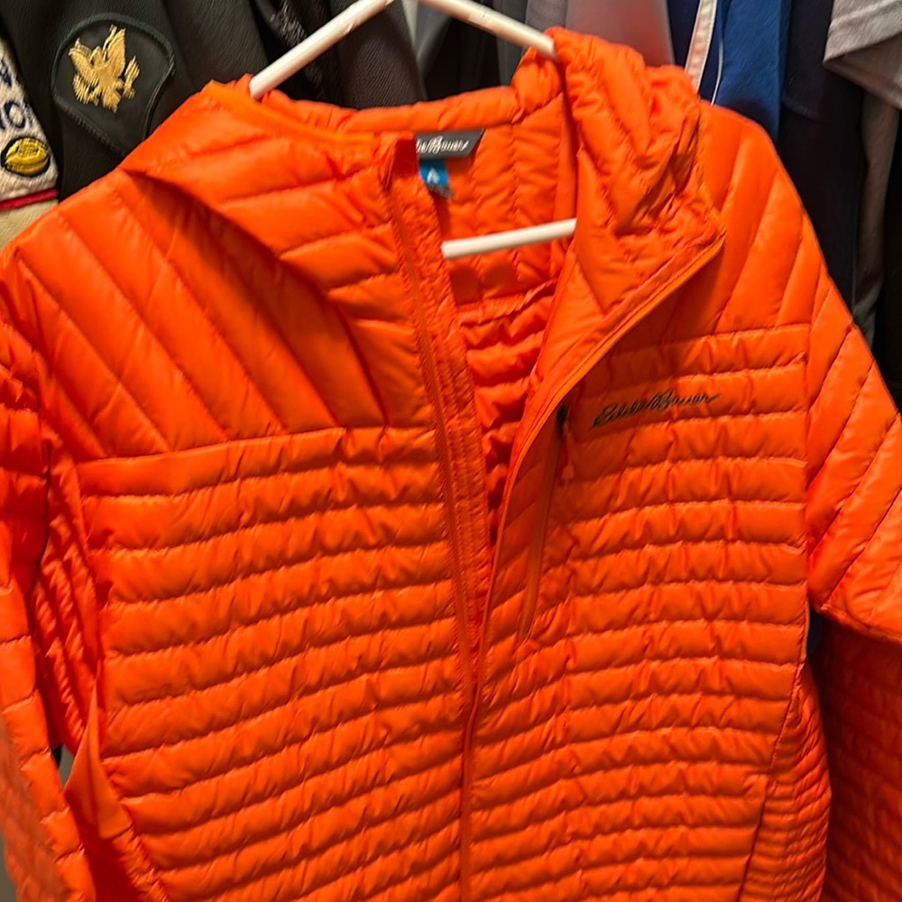 Eddie Bauer orange hooded puffy winter/ski jacket.